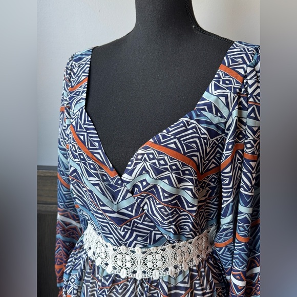 VENUS Vibrant Blue and Orange Maxi Dress Euc 10 - Picture 5 of 8